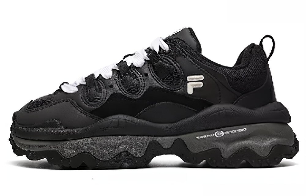 FILA FUSION QD96 Cushioning Anti-Slip And Wear-Resistant Low-Top Chunky Sneakers Women's Black