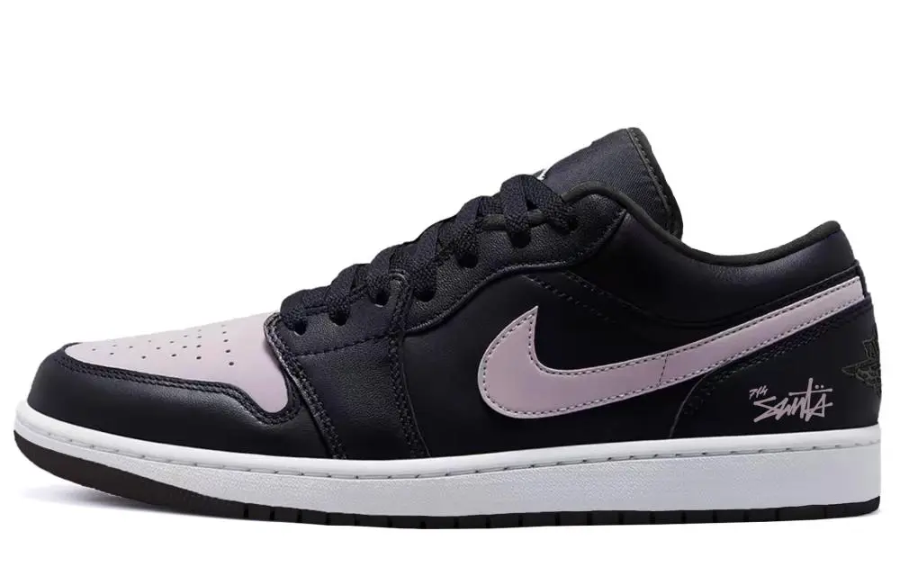 Jordan Air Jordan 1 Abrasion Resistant Low top Vintage Basketball Shoes Unisex Black Purple