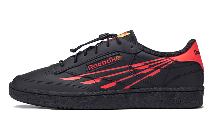 Reebok Club C Series Low Top Skateboard Shoes Men's Black Red