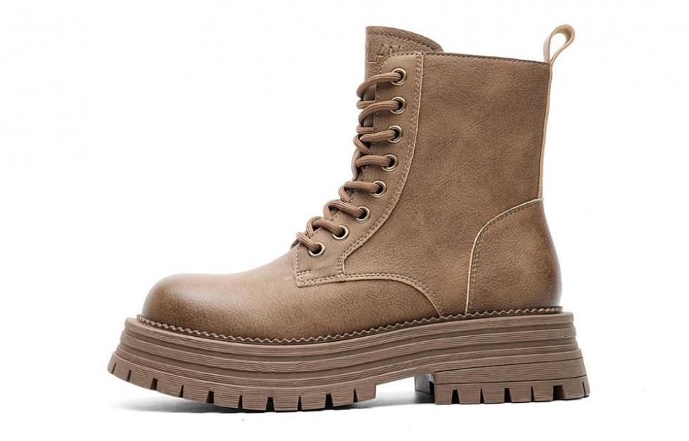 EBLAN Short Martin Boot Women's Milk Tea Beige