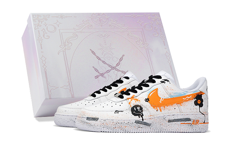 Nike Air Force 1 Low-Top Skateboard Shoes Women's Orange White