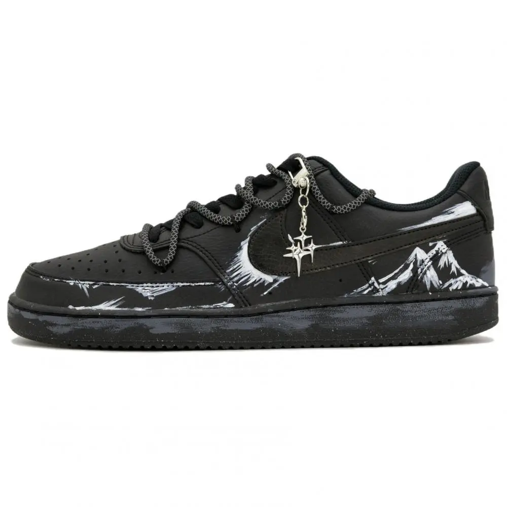 Nike Court Vision Low Ink Mountain Journey Abrasion Resistant Low top Skateboard Shoes Unisex Black