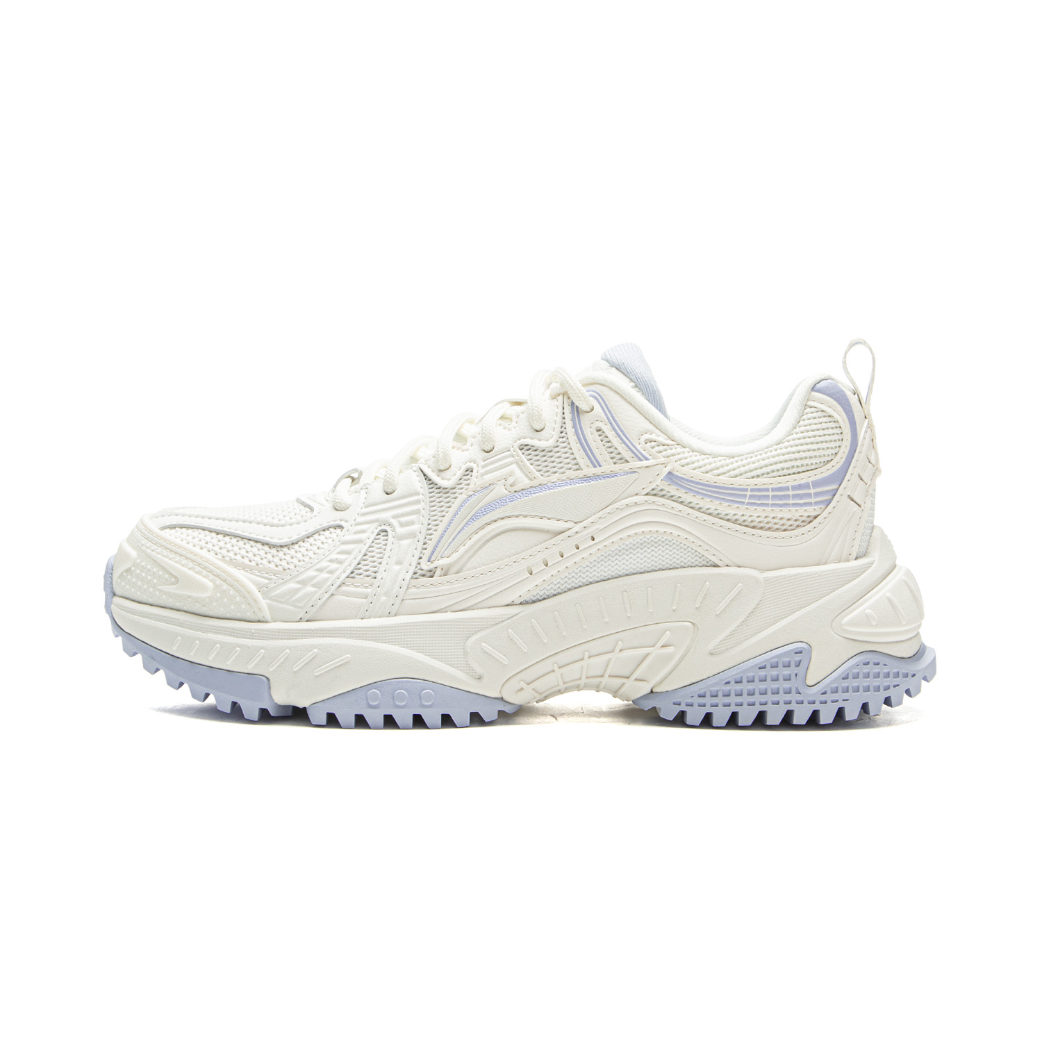 LiNing Stargazing Shock Absorbers Slip Resistant Abrasion Resistant Low top Chunky Sneakers Women's Champagne White