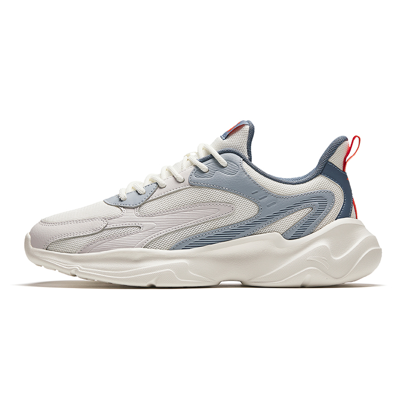 Anta Irregular Shape Anti Slip Wear Resistant Low Top Casual Shoes Men's White Gray