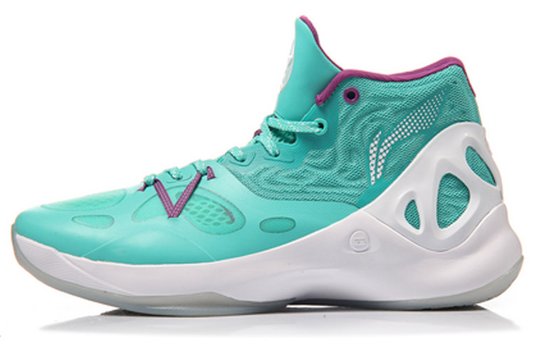 LiNing SONIC 5 Shock Absorbers Slip Resistant Mid top Basketball Shoes Men's Fluorescent Light Green
