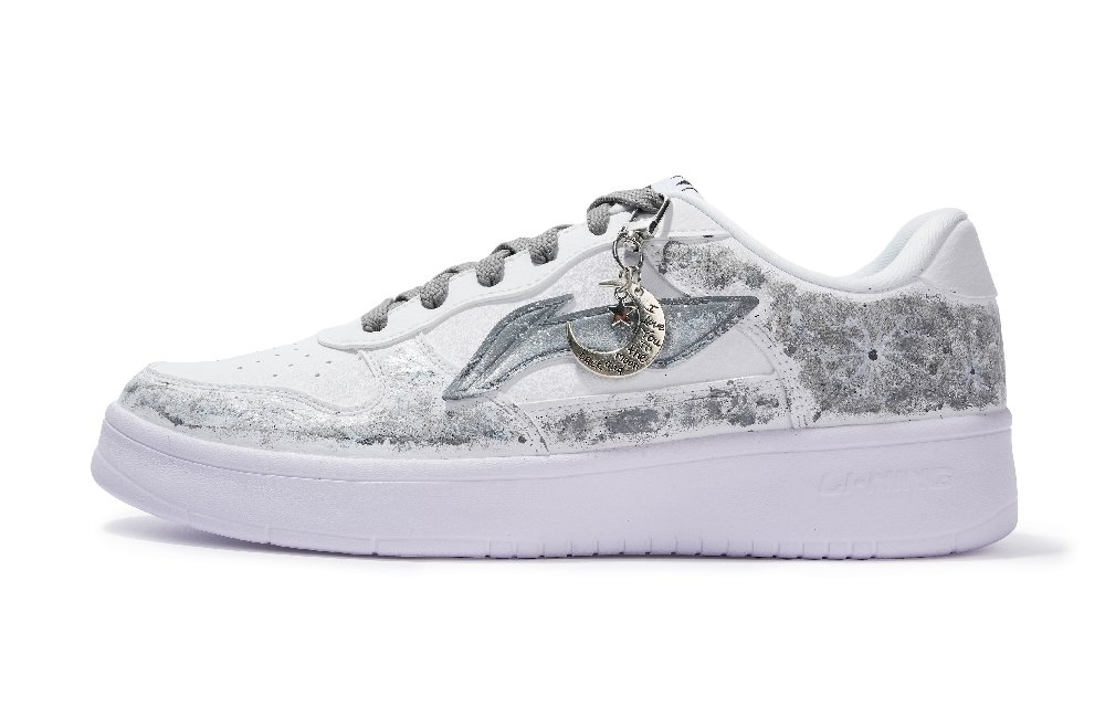 LiNing Pontoon Boats Waterproof, Abrasion Resistant, And Breathable Low Top Skateboard Shoes Men's White Gray