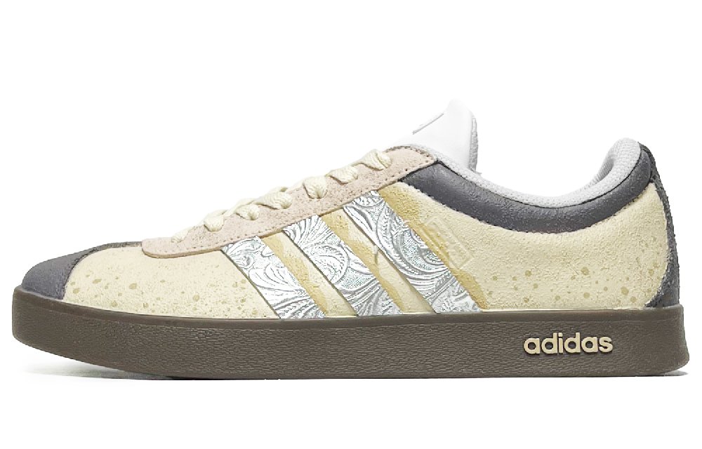 Adidas Neo VL Court 2.0 Lifestyle Sand Dune Pilgrimage Abrasion Resistant Low Top Skateboard Shoes Unisex Gold Silver