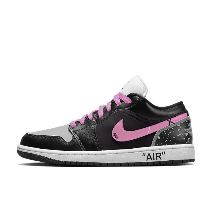JORDAN Air JORDAN 1 Vintage Basketball Shoes Women's Low Top Black/Pink