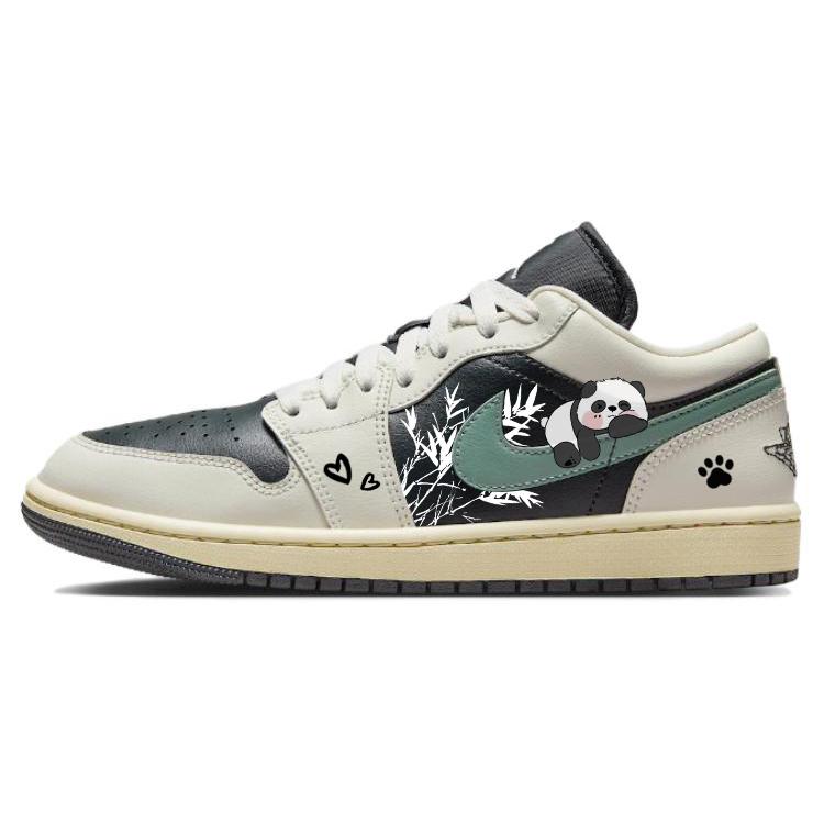 Jordan Air Jordan 1 Wear-Resistant Slip-Resistant Low-Top Vintage Basketball Shoes Women's Black Green
