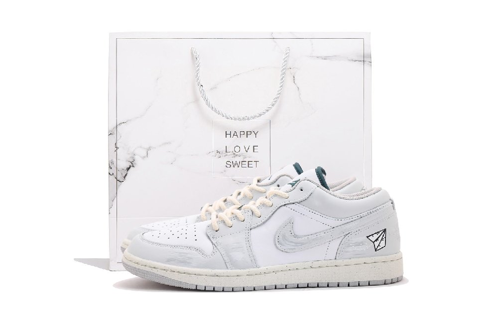 Jordan Air Jordan 1 Abrasion Resistant Coverage Low Top Vintage Basketball Shoes Men's Light Gray