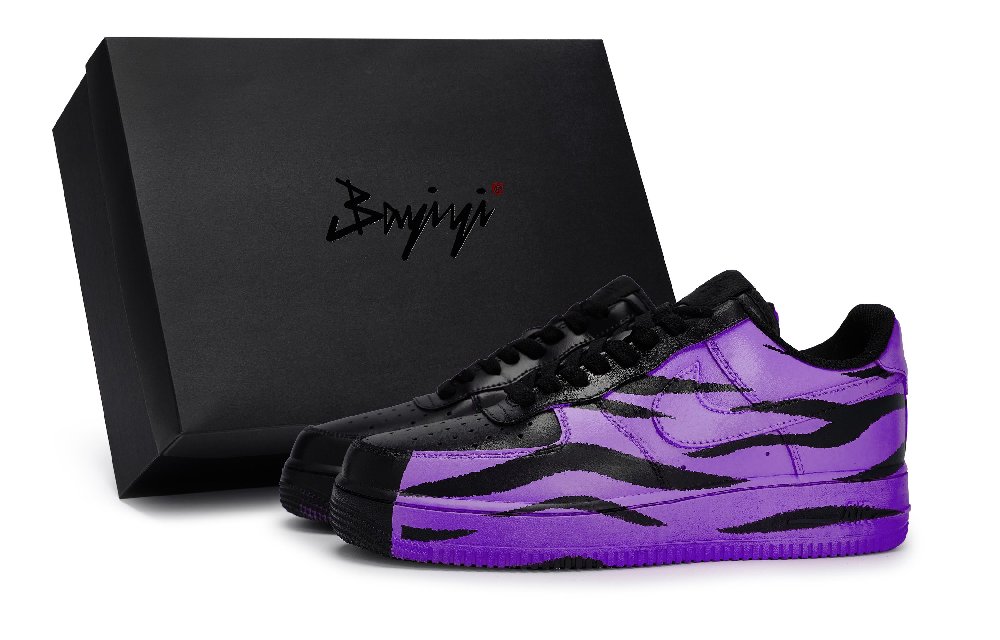 Nike Air Force 1 Anti-Slip Wear-Resistant Low-Top Skateboard Shoes Unisex Black Purple