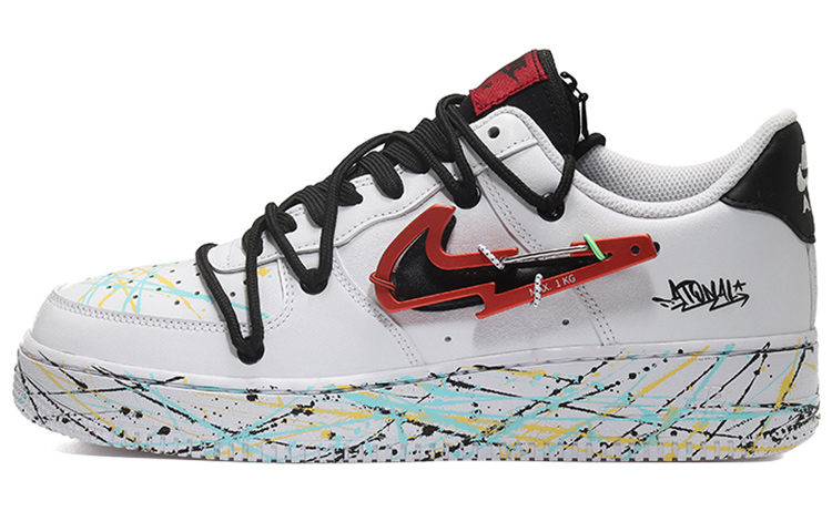 Nike Air Force 1 Low Low-Top Skateboard Shoes Men's White Black Yellow Green