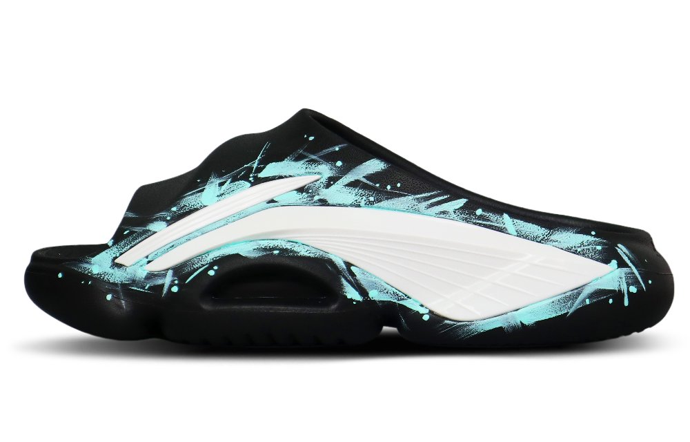 LiNing BADFIVE Slide Slip-Resistant Abrasion-Resistant Antibacterial Quiet Slide Slippers Men's Black And White Tiffany