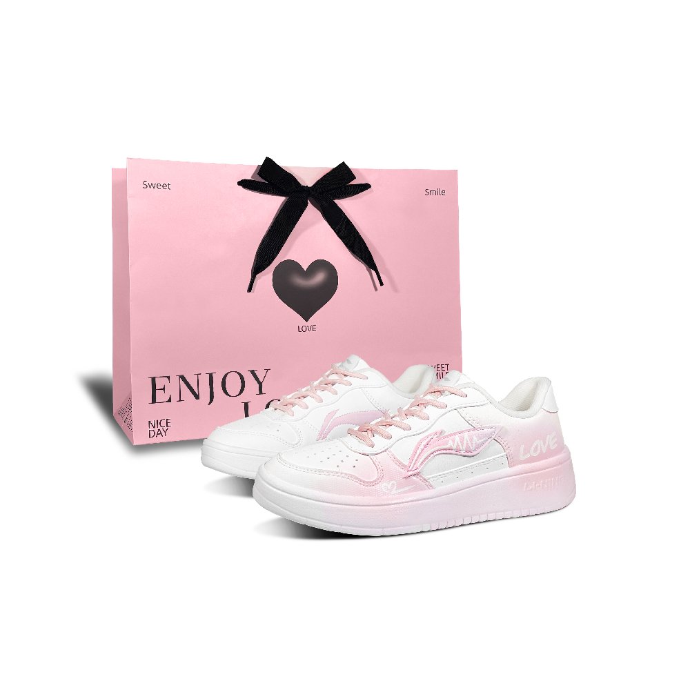 LiNing Pontoon Boats Anti Slip And Wear Resistant Height Increasing Low Top Skateboard Shoes Women's Heartbeat