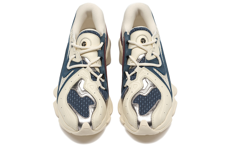 LI-NING 1990 Lava Anti-Slip Wear-Resistant Low-Top Casual Shoes Women's Yellow Blue Patchwork