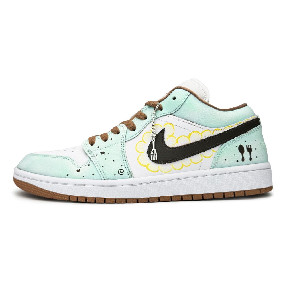 Jordan Air Jordan 1 Abrasion Resistant Low Top Vintage Basketball Shoes Unisex Mint Green