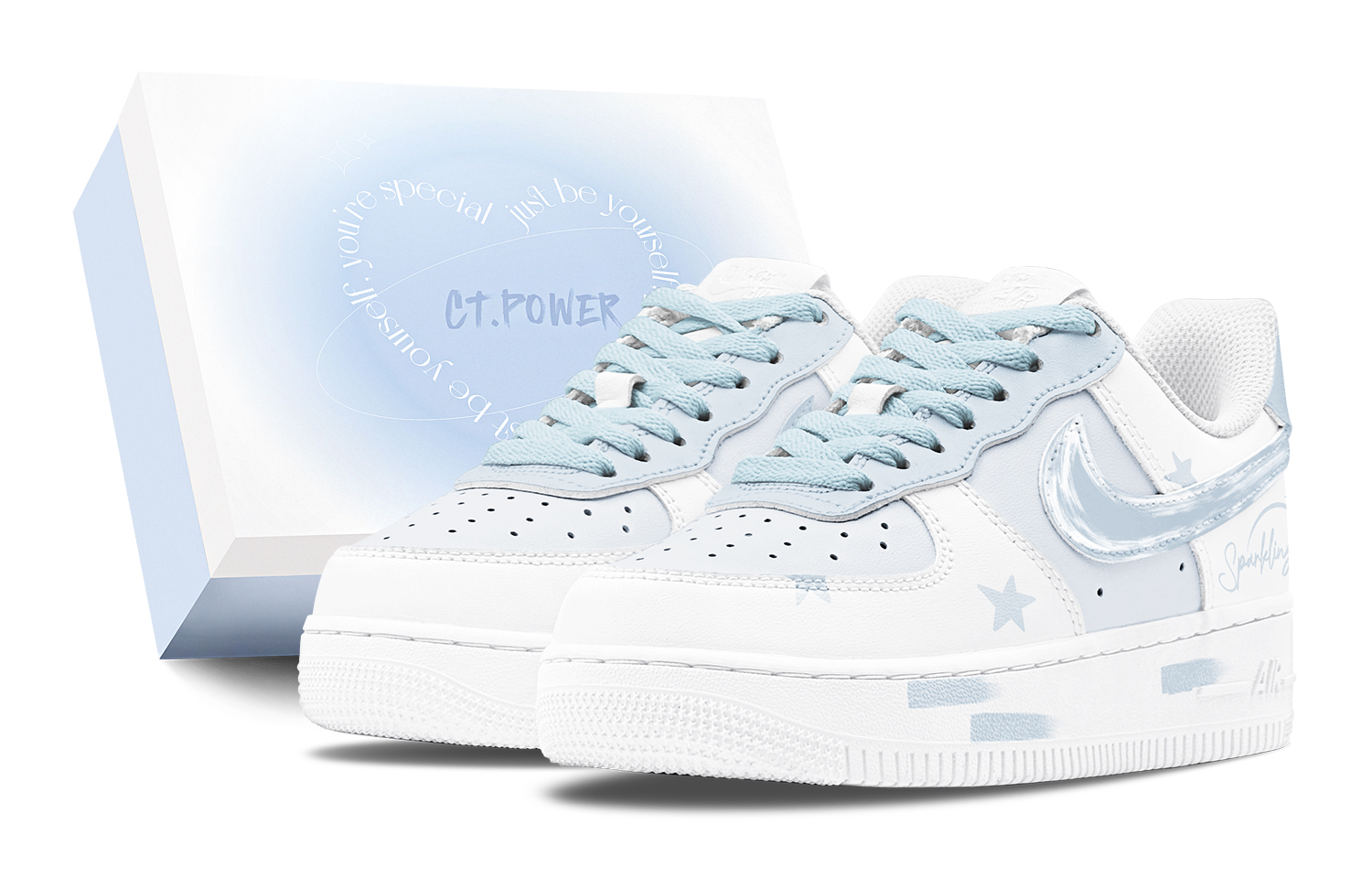 Nike Air Force 1 Air Force 1 Abrasion Resistant Low top Skateboard Shoes Women's White Blue