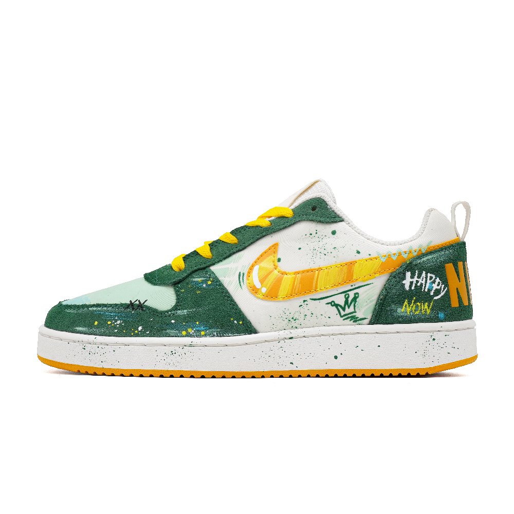 Nike Court Borough Abrasion Resistant Low Top Skateboard Shoes Unisex Yellow Green