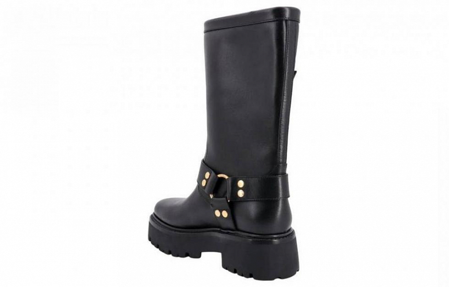 CELINE Engraved Logo Buckled Boots Women's