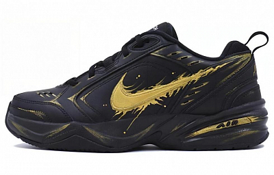 Nike Air Monarch 4 Low Top Chunky Sneakers Unisex Obsidian Black Gold