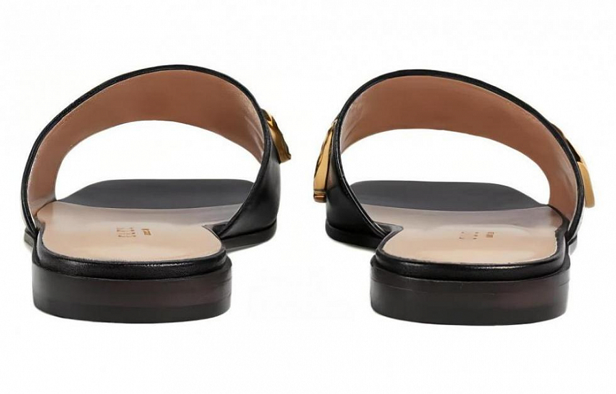 GUCCI Slide Slippers Women's Black Gold