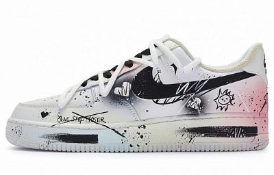 Nike Air Force 1 Low Top Skateboard Shoes Men's White Black Pink