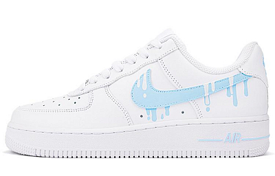 Nike Air Force 1 Low Top Skateboard Shoes Men's White Blue