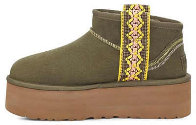 UGG Classic Ultra Mini Braid Platform Boot Burnt Olive Women's