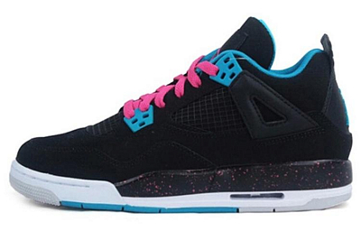 JORDAN 4 Retro Black Vivid Pink Dynamic Blue GS