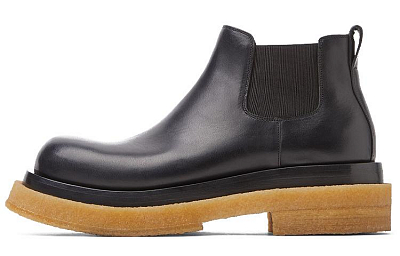 Bottega Veneta Lug Cropped Chelsea Boot Black Gum
