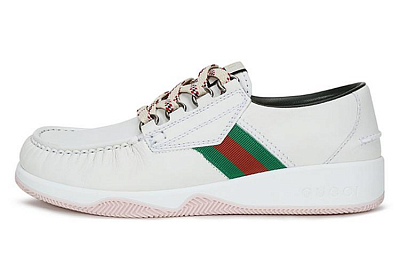 GUCCI Leather Web Lace Up Low 'White'