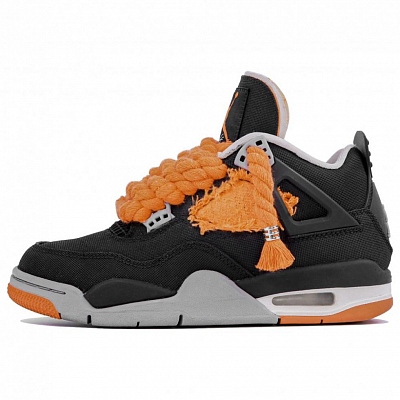 Jordan Air Jordan 4 Cushioned Slip Resistant Abrasion Resistant Mid Top Vintage Basketball Shoes Women's Black