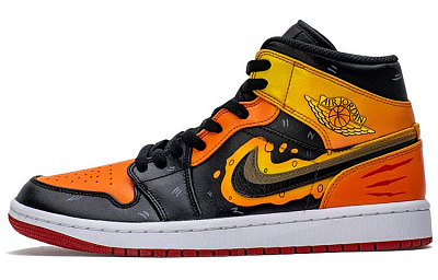 Jordan Air Jordan 1 Mid Mid-Top Vintage Basketball Shoes Men's Black Orange