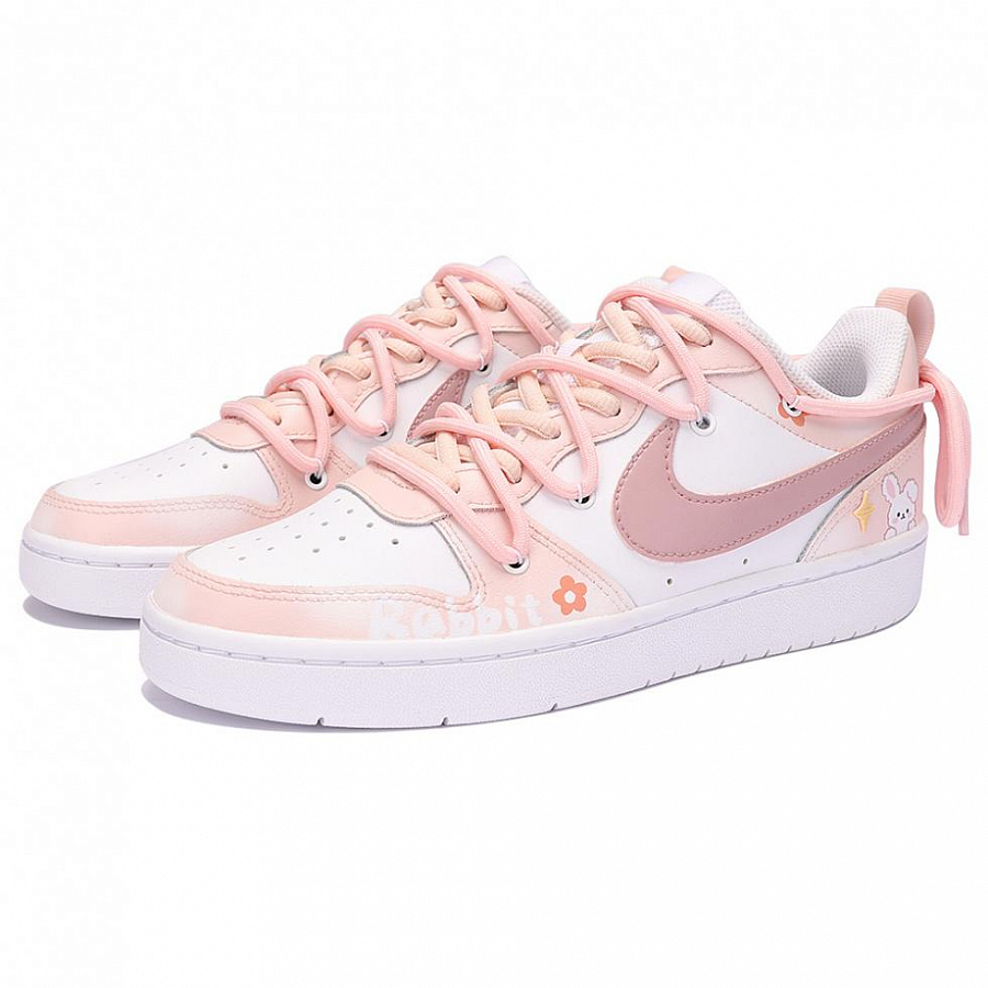 Nike Court Borough 2 Low Top Skateboard Shoes GS Pink White
