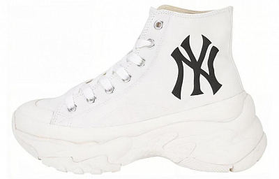 MLB Chunky Anti-Slip And Wear-Resistant Breathable High-Top Canvas Shoes Unisex White