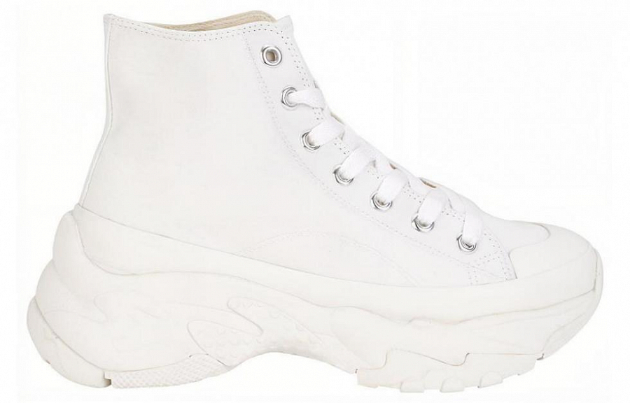 MLB Chunky Anti-Slip And Wear-Resistant Breathable High-Top Canvas Shoes Unisex White