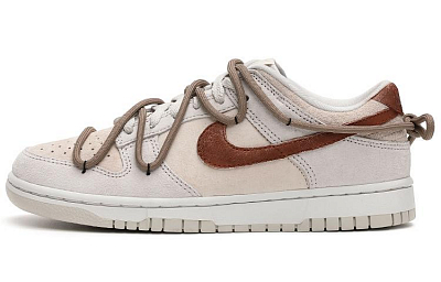 Nike Dunk Retro PRM'Vast Grey' Anti-Slip And Wear-Resistant Lightweight Low-Top Skateboard Shoes Women's Gray Brown