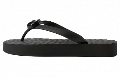 GUCCI Chevron Thong Sandal Black Rubber Women's