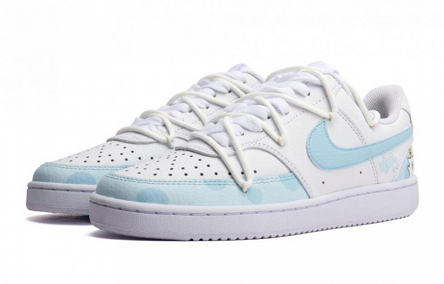 Nike Court Vision 1 Low Anti Slip Wear Resistant Low Top Skateboard Shoes Women's White Blue купить в интернет-магазине Yoocart с быстрой доставкой по России.