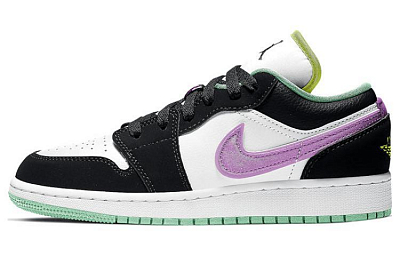 Jordan 1 Low Green Glow Violet Shock GS