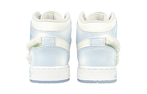 Jordan Air Jordan 1 Mid-Top Vintage Basketball Shoes GS White Blue 4 2381573