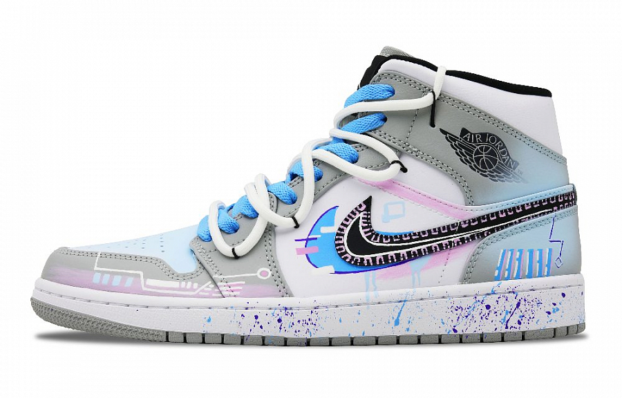 Jordan Air Jordan 1 Mid top Vintage Basketball Shoes Men's Blue Gray купить в интернет-магазине Yoocart с быстрой доставкой по России.