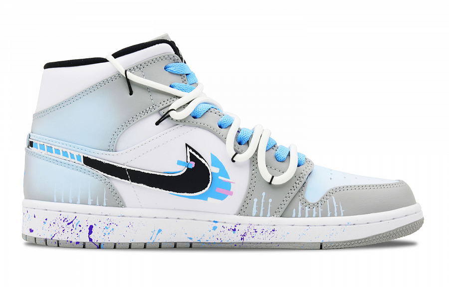 Jordan Air Jordan 1 Mid top Vintage Basketball Shoes Men's Blue Gray купить в интернет-магазине Yoocart с быстрой доставкой по России.