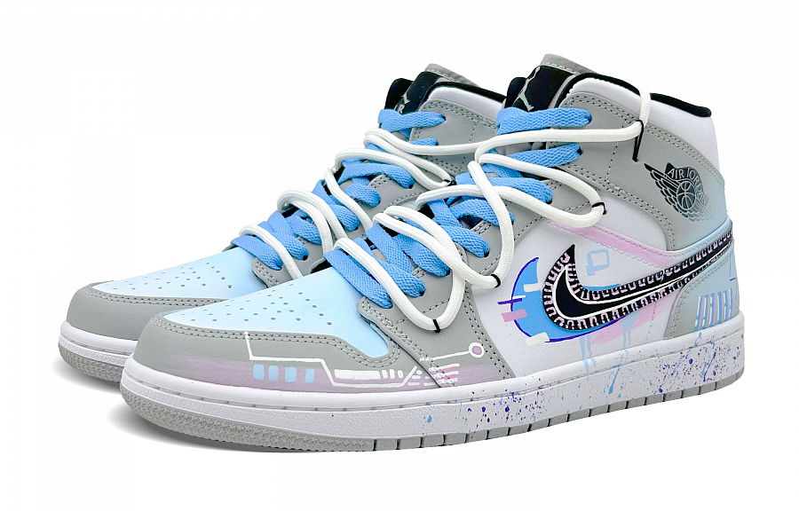 Jordan Air Jordan 1 Mid top Vintage Basketball Shoes Men's Blue Gray купить в интернет-магазине Yoocart с быстрой доставкой по России.