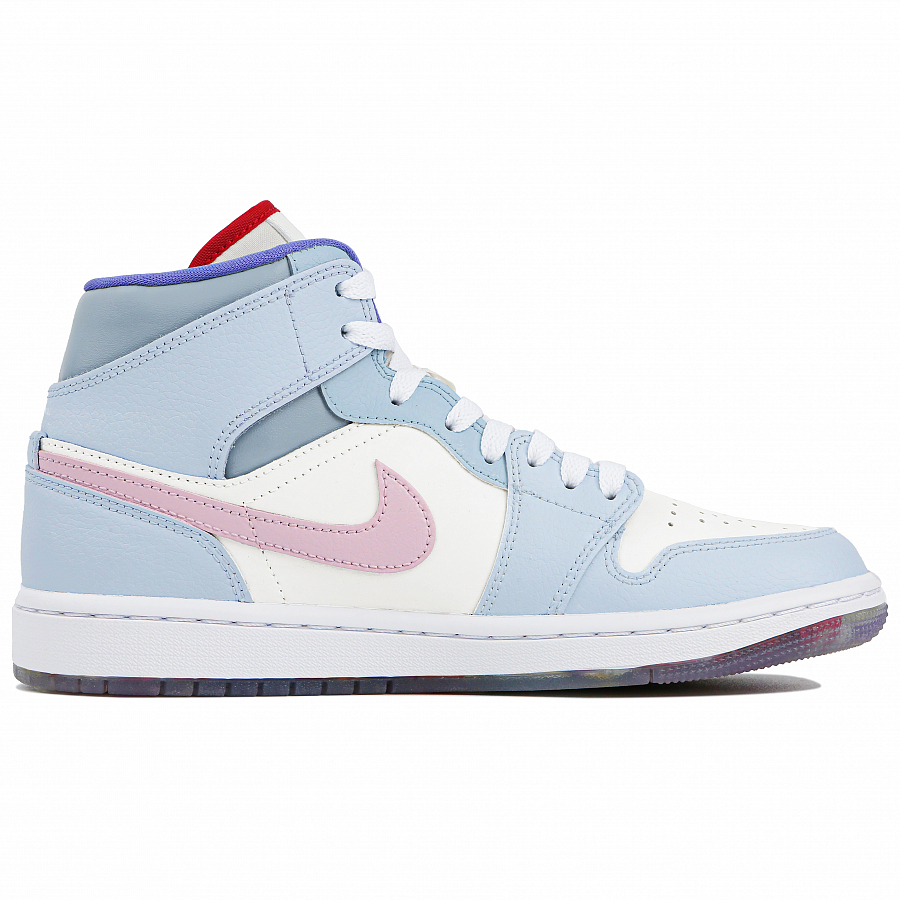 Jordan Air Jordan 1 Abrasion-Resistant Mid-Top Vintage Basketball Shoes GS Pink Blue купить в интернет-магазине Yoocart с быстрой доставкой по России.
