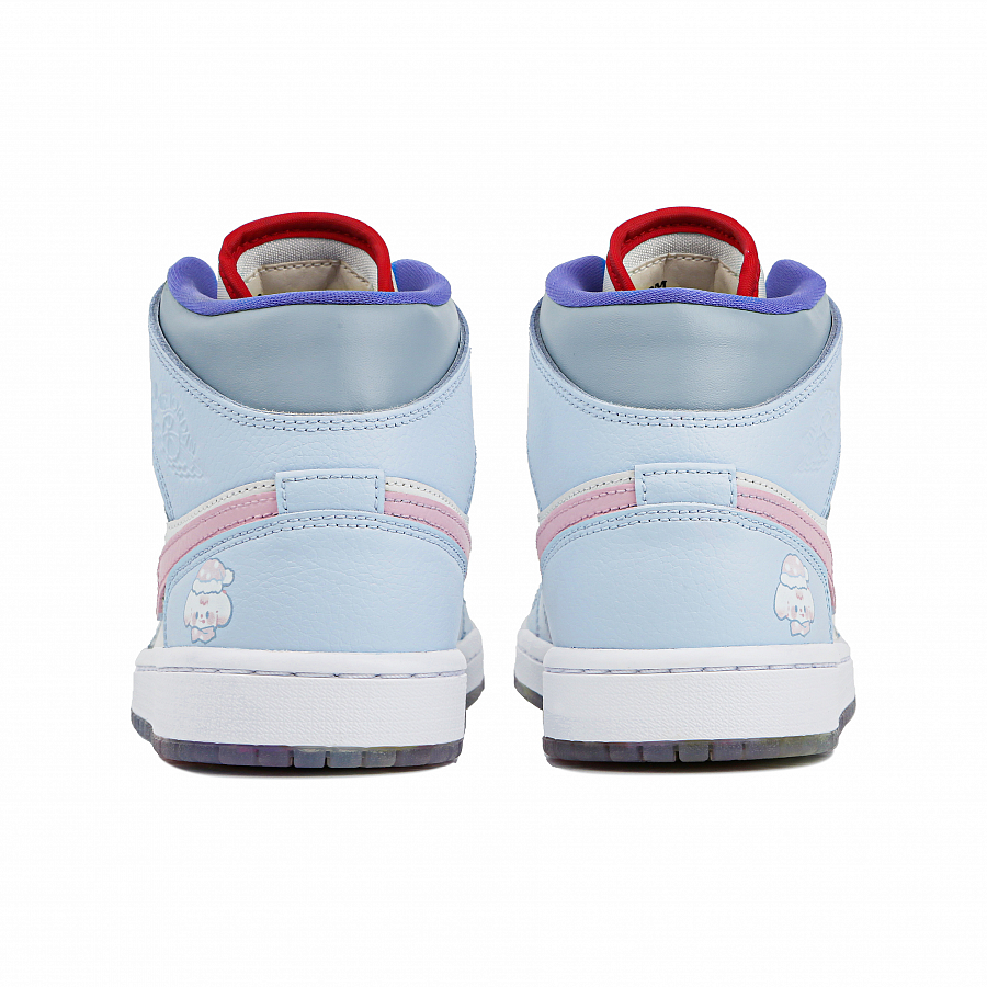 Jordan Air Jordan 1 Abrasion-Resistant Mid-Top Vintage Basketball Shoes GS Pink Blue купить в интернет-магазине Yoocart с быстрой доставкой по России.