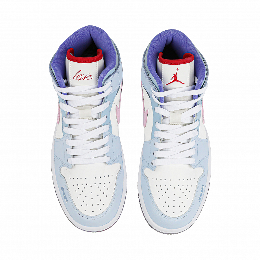 Jordan Air Jordan 1 Abrasion-Resistant Mid-Top Vintage Basketball Shoes GS Pink Blue купить в интернет-магазине Yoocart с быстрой доставкой по России.