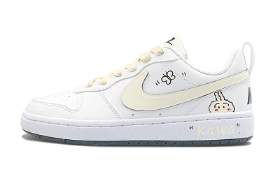 Nike Court Borough Low-Top Skateboard Shoes Women's Yellow White