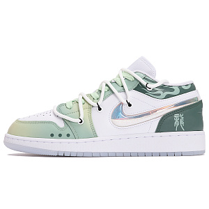Jordan Air Jordan 1 Low-Top Vintage Basketball Shoes Women's Green White 1 2506259