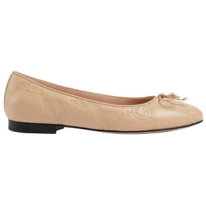 GUCCI GG Matelassé Ballet Shoes Women's Beige 1 2510065